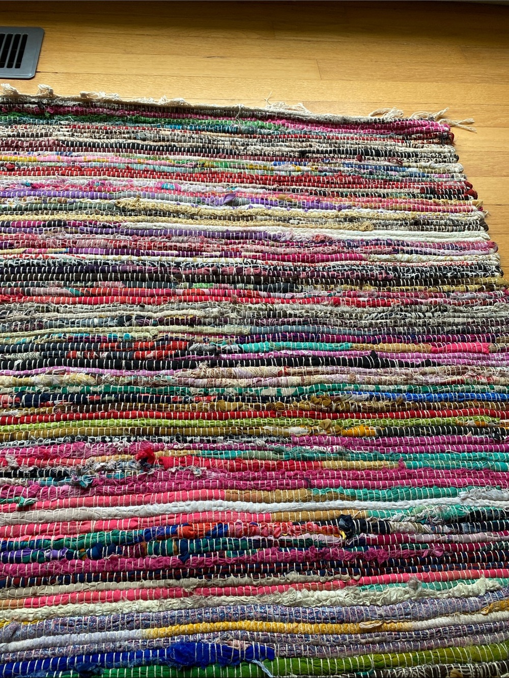 Handwoven Multicolor Rag Rug - Vibrant Stripes - Picture 5 of 5